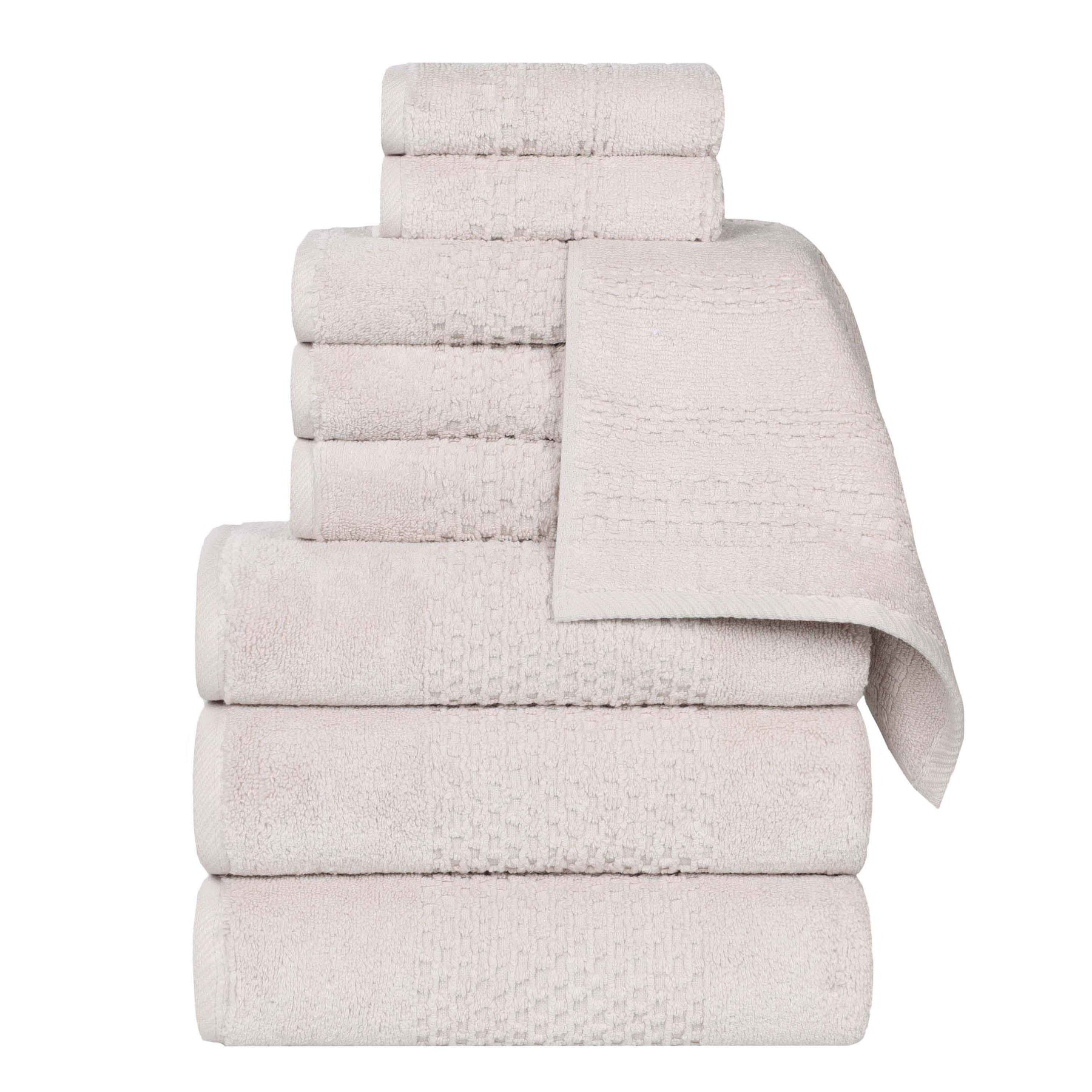 Playa Zero Twist Cotton Solid Waffle Textured 9 Piece Towel Set