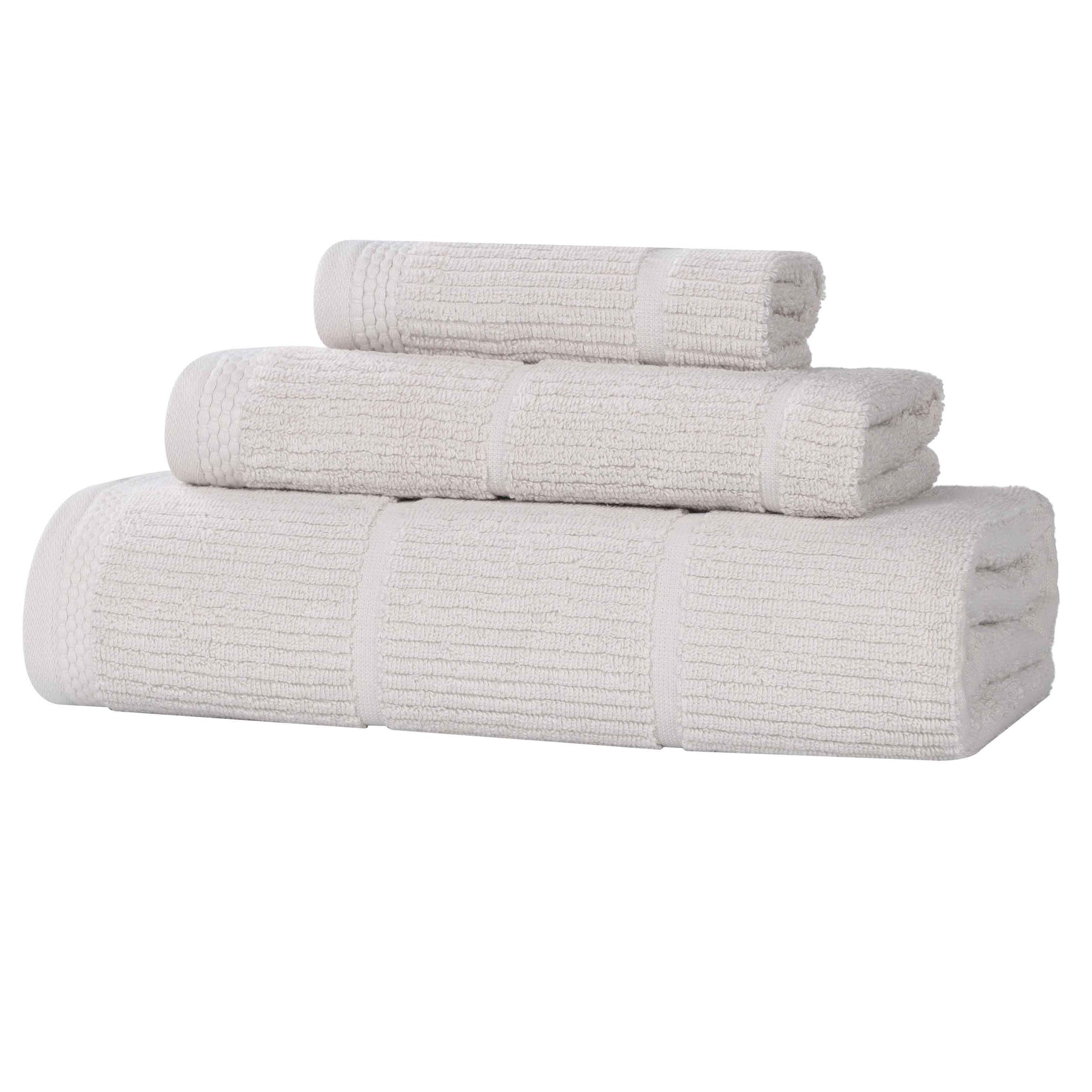 Milo Smart Twist Cotton Solid Ribbed 3 Piece Towel Set