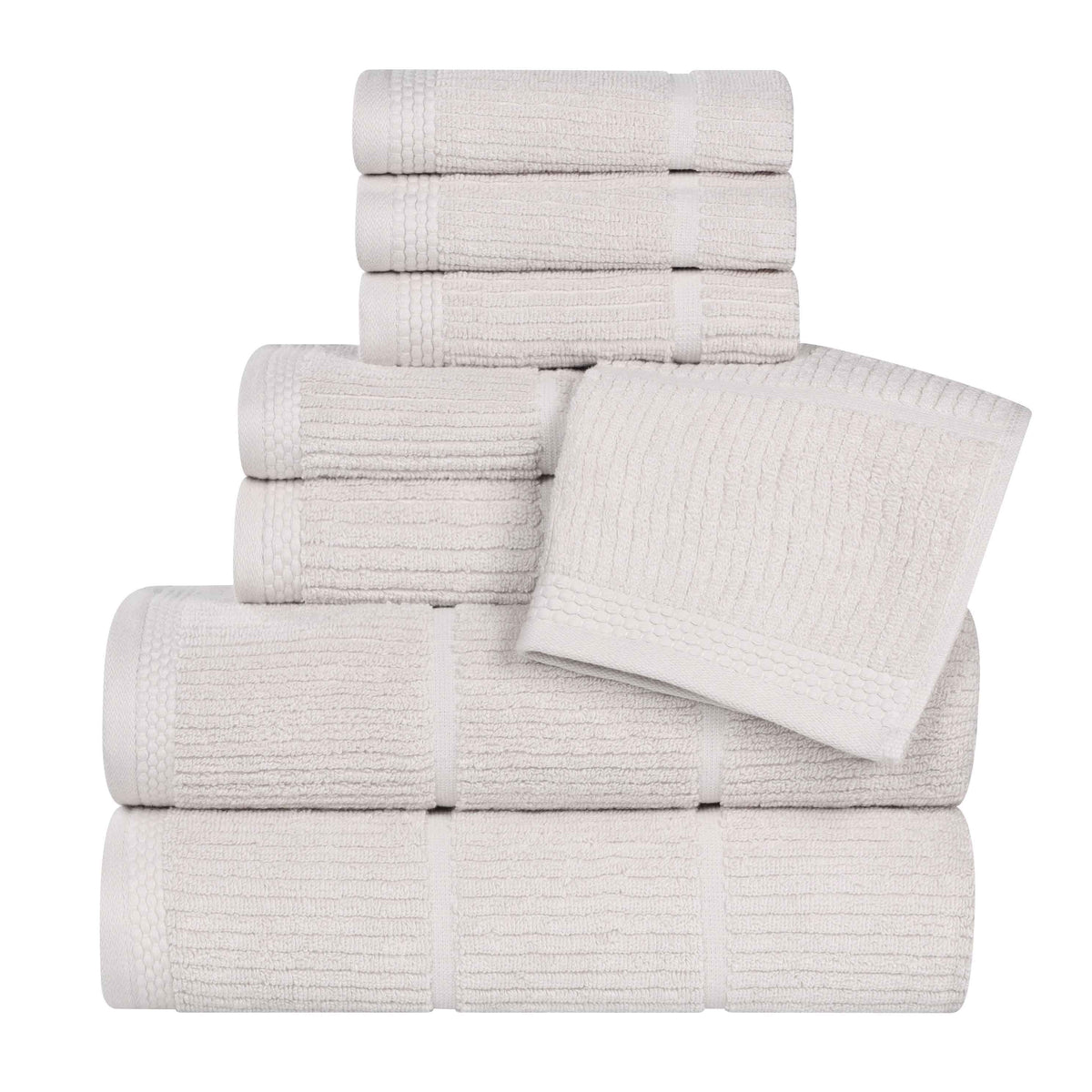 Milo Smart Twist Cotton Medium Weight Solid Ribbed 8 Piece Towel Set