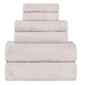 Playa Zero Twist Cotton Solid Waffle Textured 6 Piece Towel Set