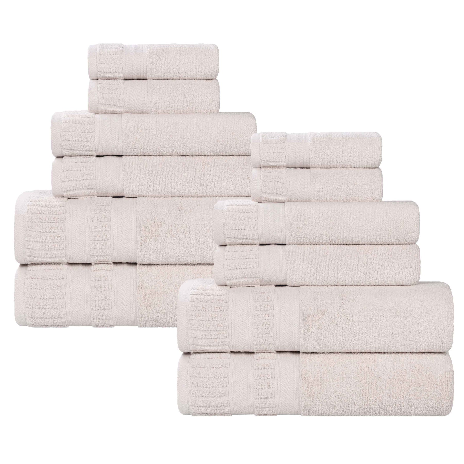 Venice Zero Twist Cotton Medium Weight Absorbent 12 Piece Towel Set