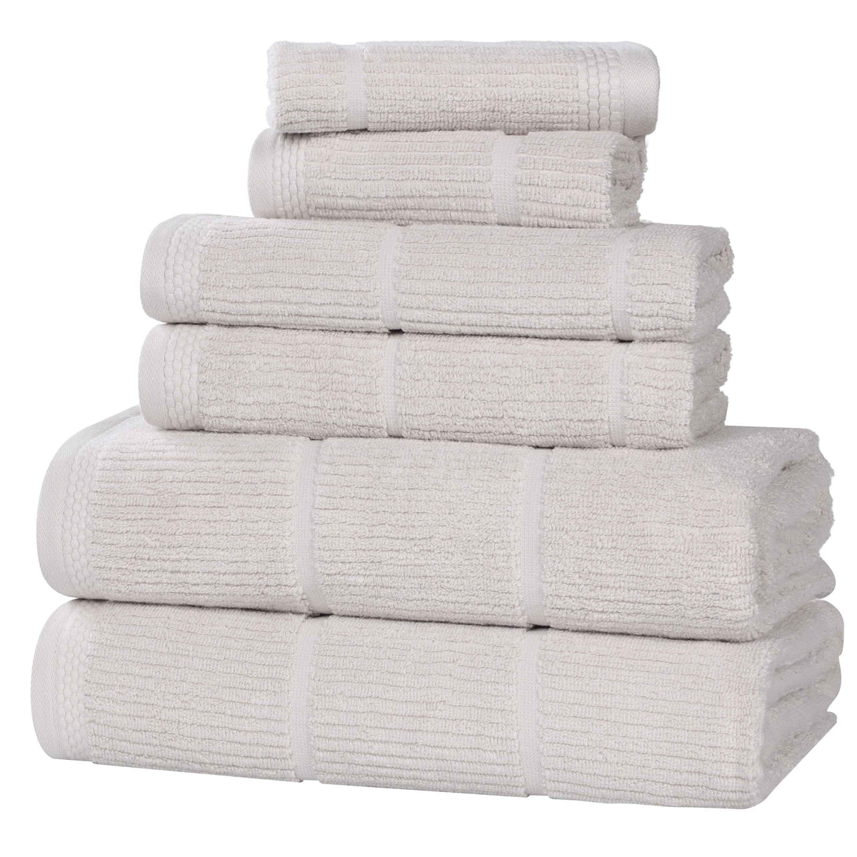 Milo Smart Twist Cotton Medium Weight Solid Ribbed 6 Piece Towel Set