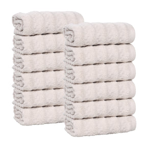 Zuma Zero Twist Cotton Medium Weight Face Towels Washcloths, Set of 12