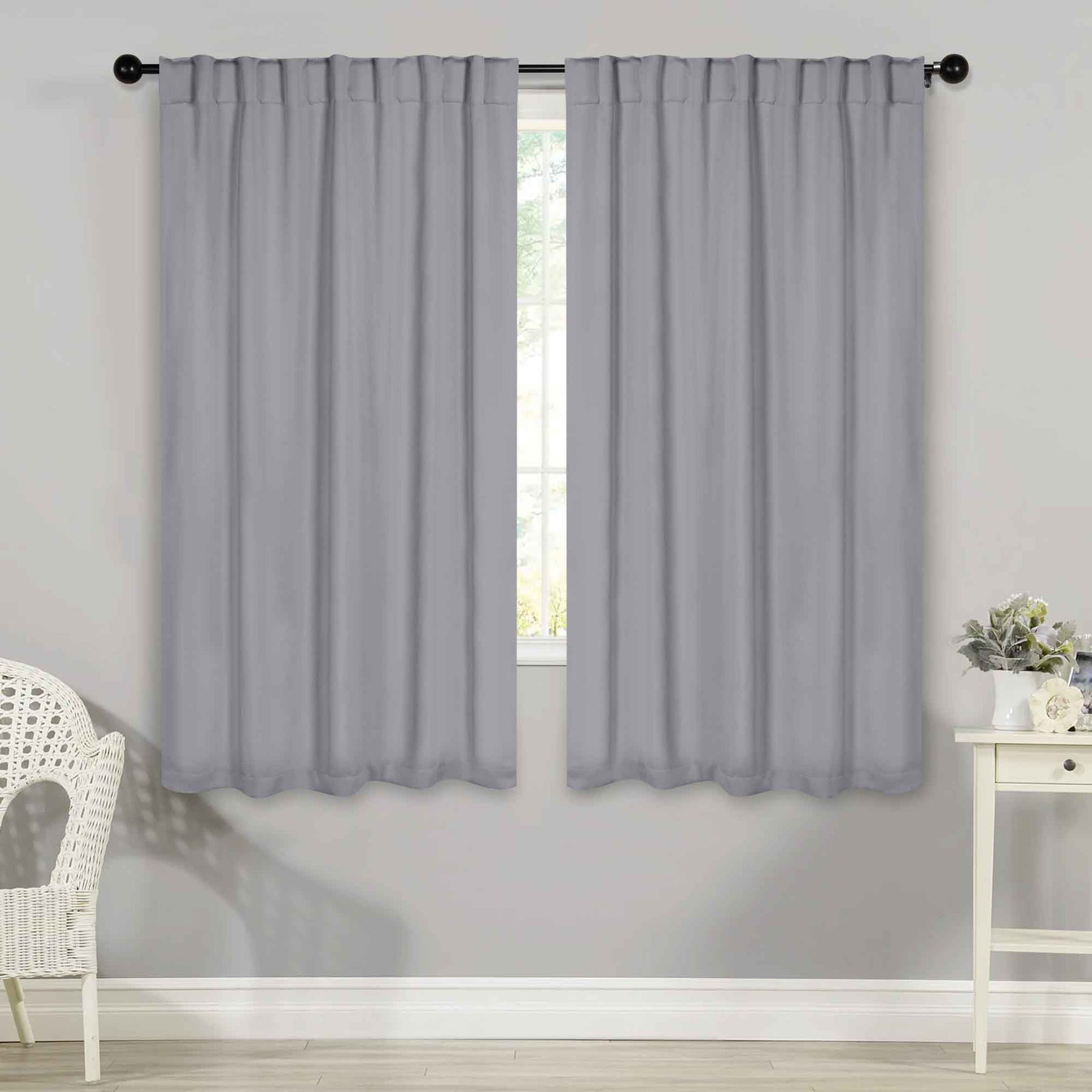 Solid Room Darkening Blackout Curtain Panels, Back Tabs, Set of 2