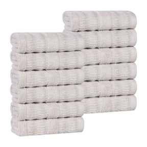 Mika Smart Twist Cotton Solid Textured Ribbed Face Towels, Set of 12