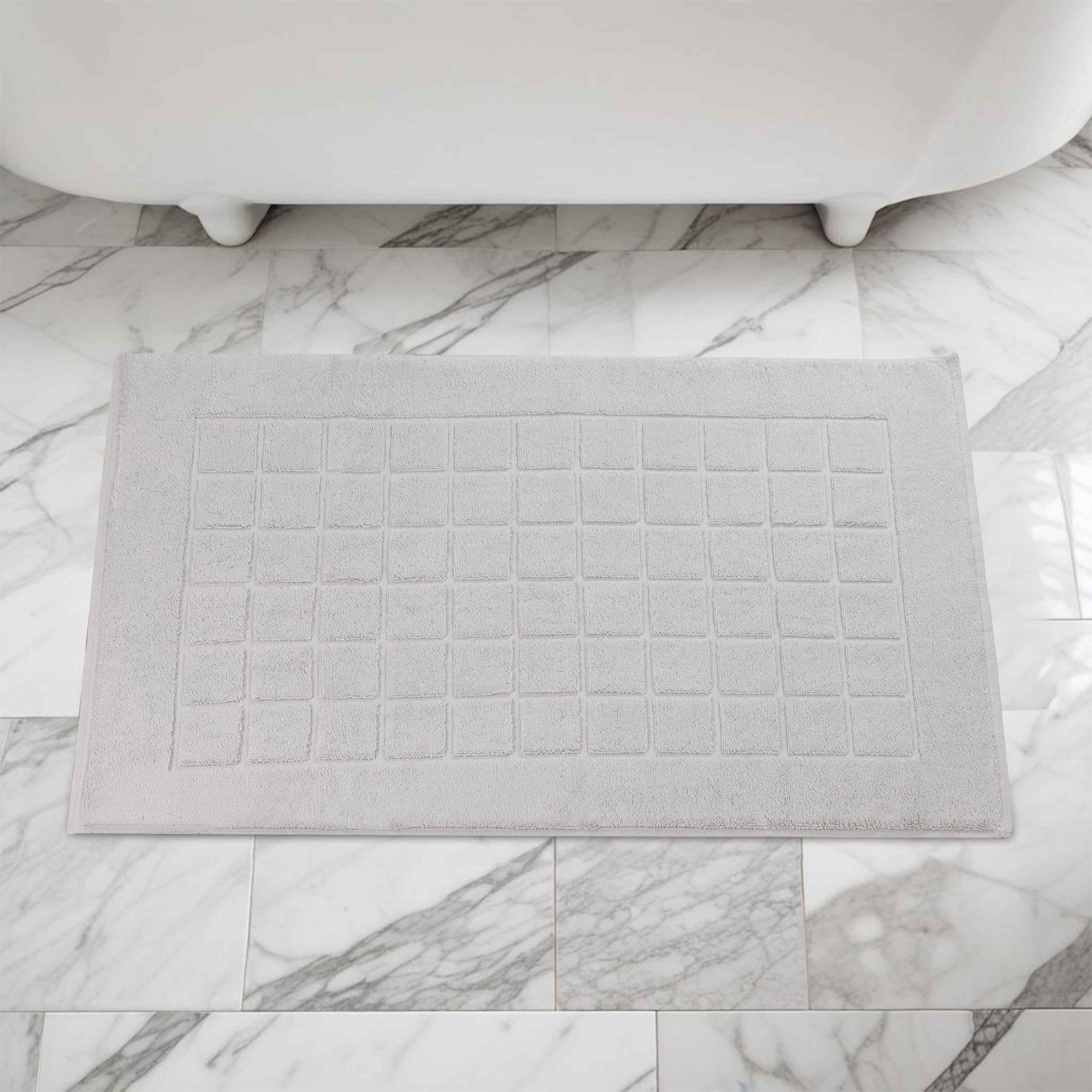 Nora Cotton Solid Absorbent Thick Checkered Washable Bath Mat Set of 2