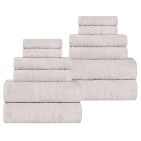 Playa Zero Twist Cotton Solid Waffle Textured 12 Piece Towel Set