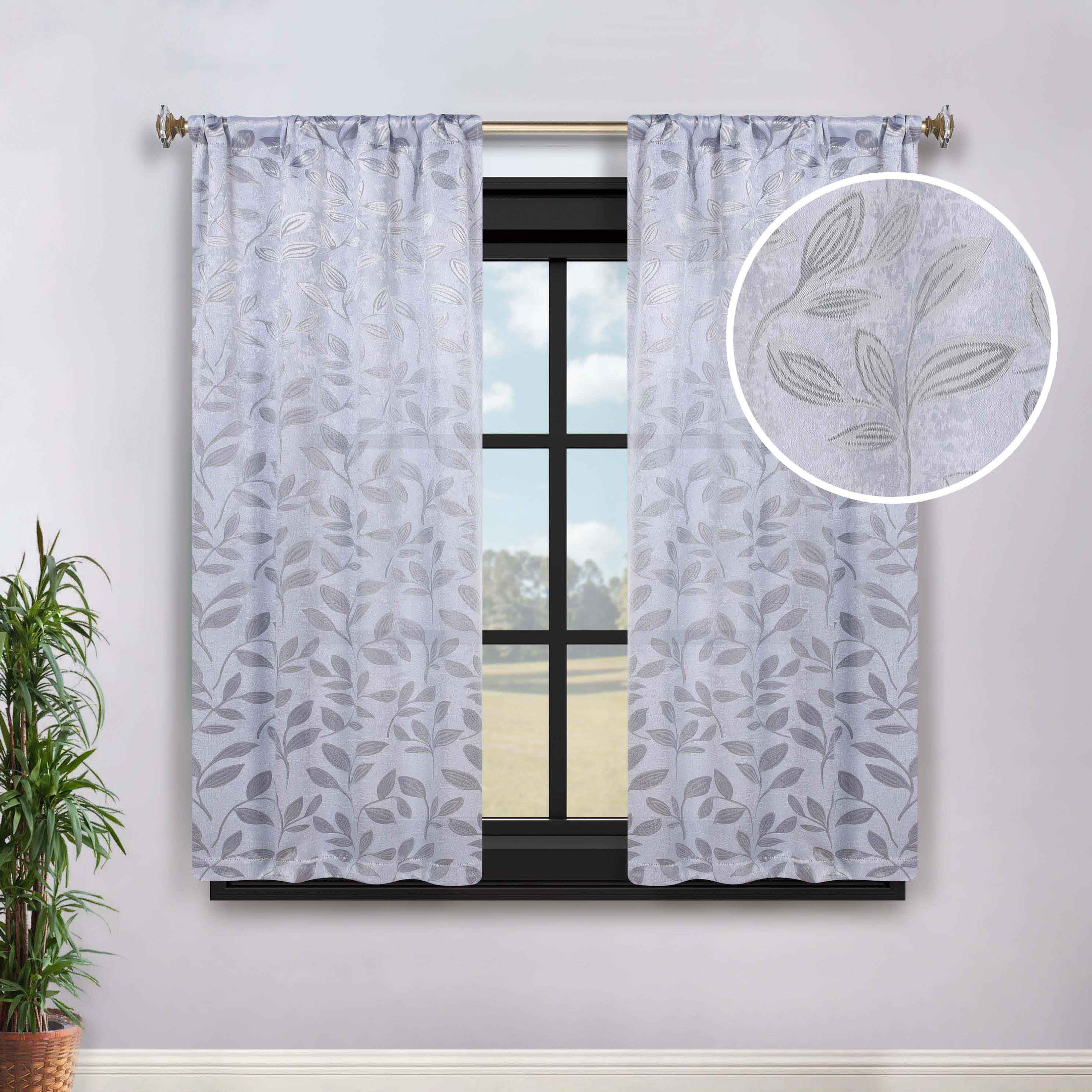 Leaves Room Darkening Washable Blackout Curtain Panels, Set of 2 - Blackout Curtains by Superior