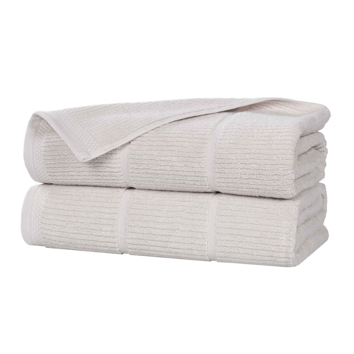 Milo Smart Twist Cotton Solid Ribbed Bath Sheets, Set of 2