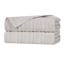 Mika Smart Twist Cotton Solid Textured Ribbed Bath Sheets, Set of 2