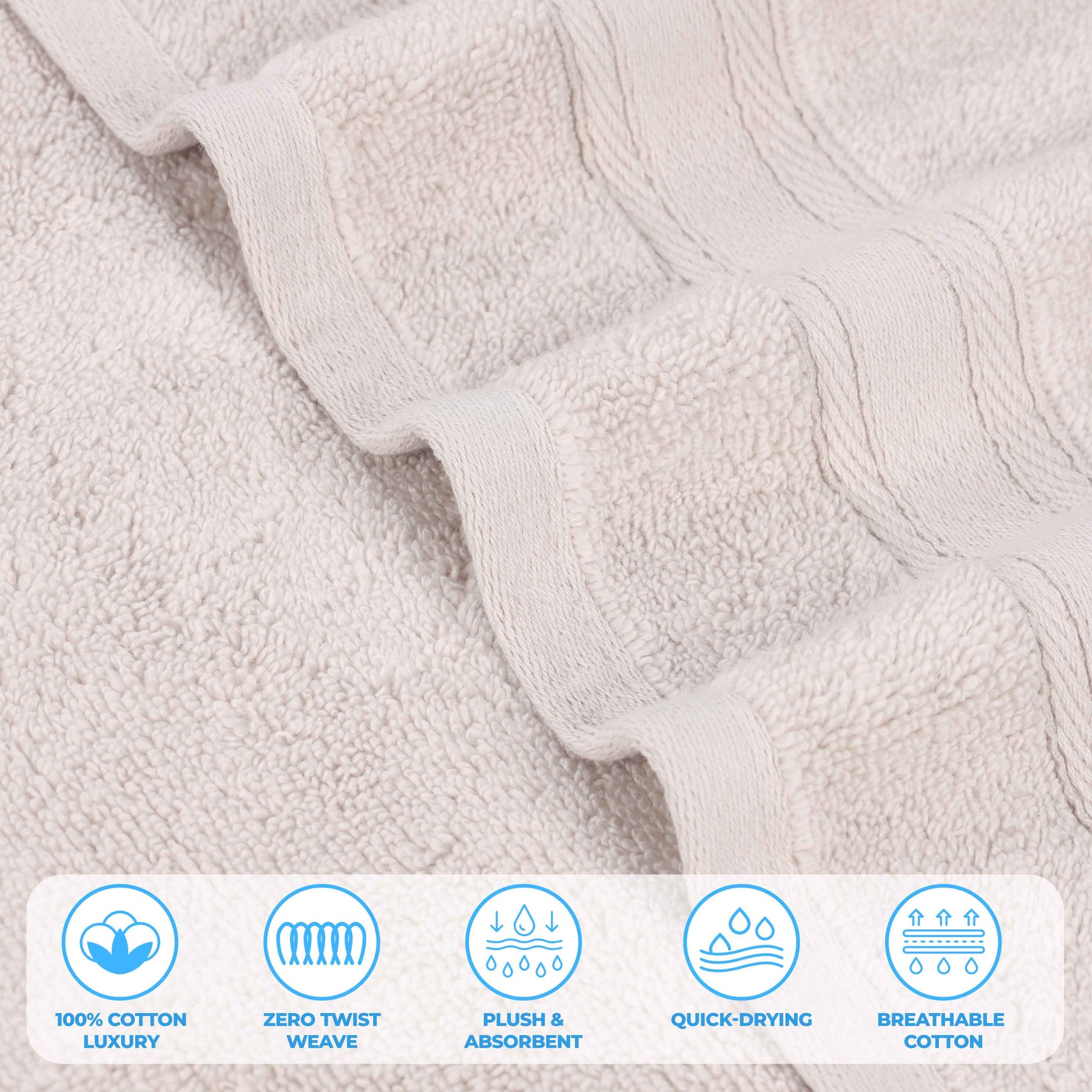 Belmont Zero Twist Cotton Medium Weight Face Towels, Set of 12