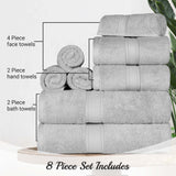 Madison Egyptian Cotton Pile Plush Heavyweight 8 Piece Towel Set - Towel Set by Superior