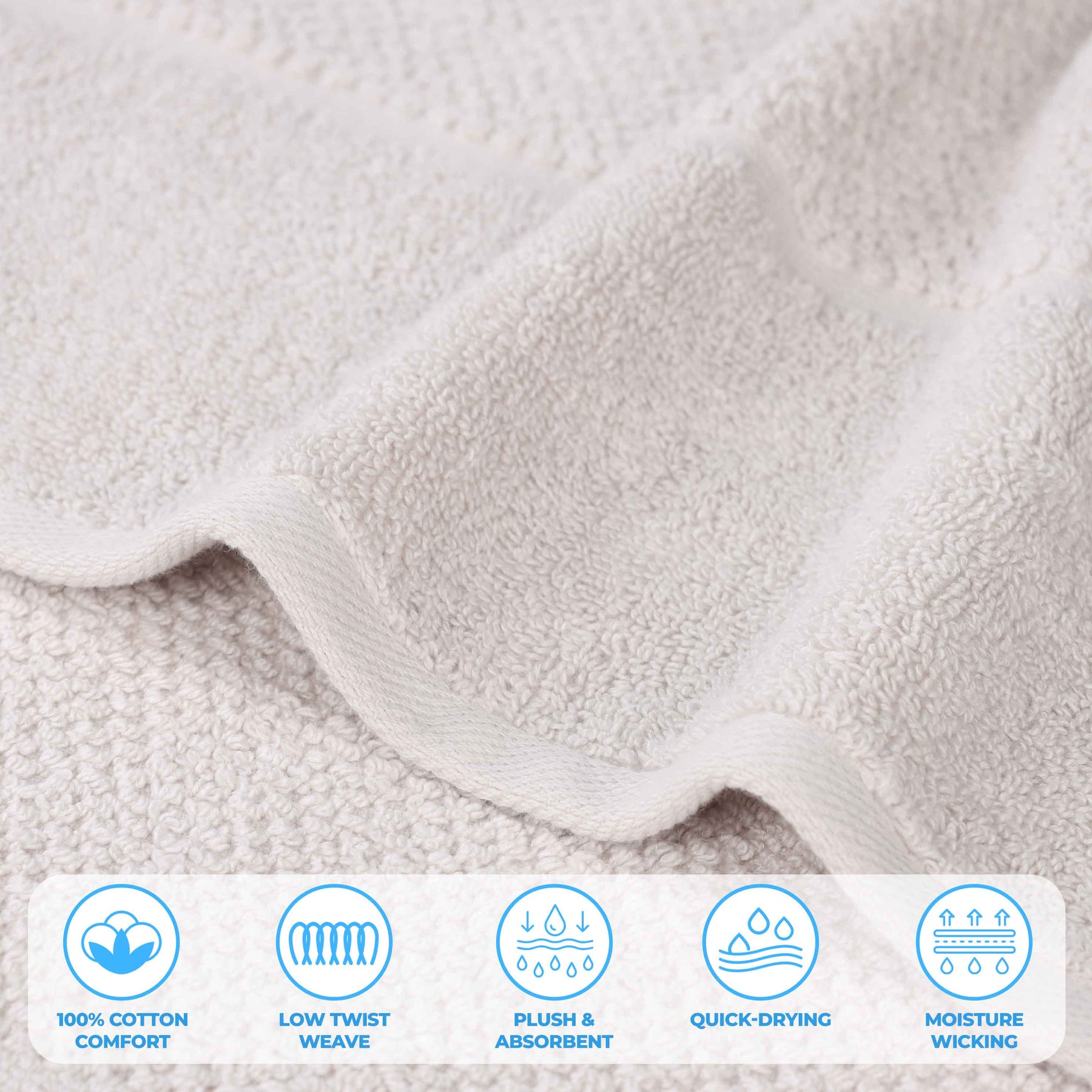 Mile Smart Twist Cotton Medium Weight Solid Hand Towels, Set of 6