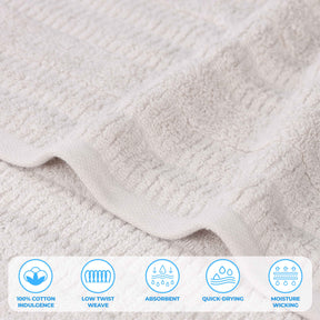 Mika Smart Twist Cotton Solid Textured Ribbed Bath Sheets, Set of 2