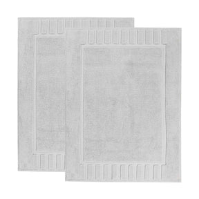 Leo Cotton Solid Modern Absorbent Heavy Washable Bath Mat Set of 2