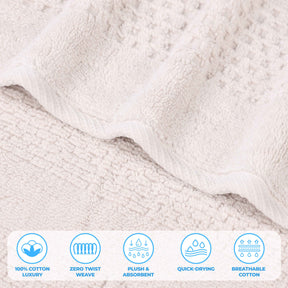 Playa Zero Twist Cotton Solid Waffle Textured Face Towels, Set of 12