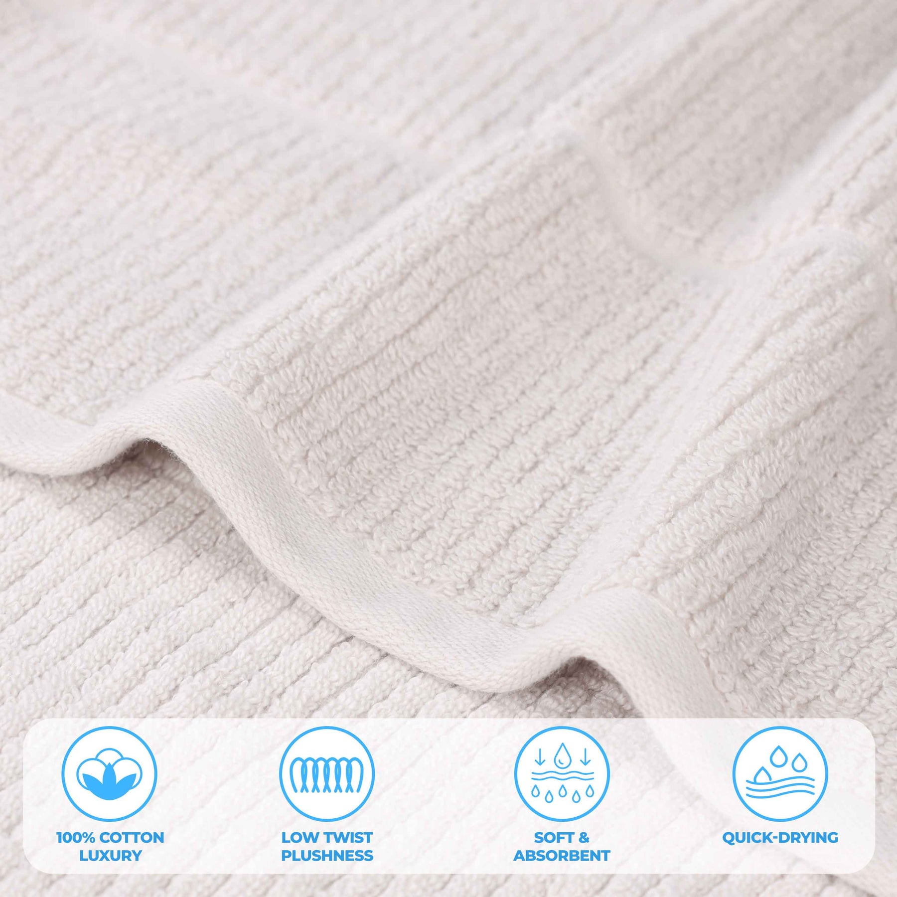 Milo Smart Twist Cotton Medium Weight Solid Ribbed 9 Piece Towel Set