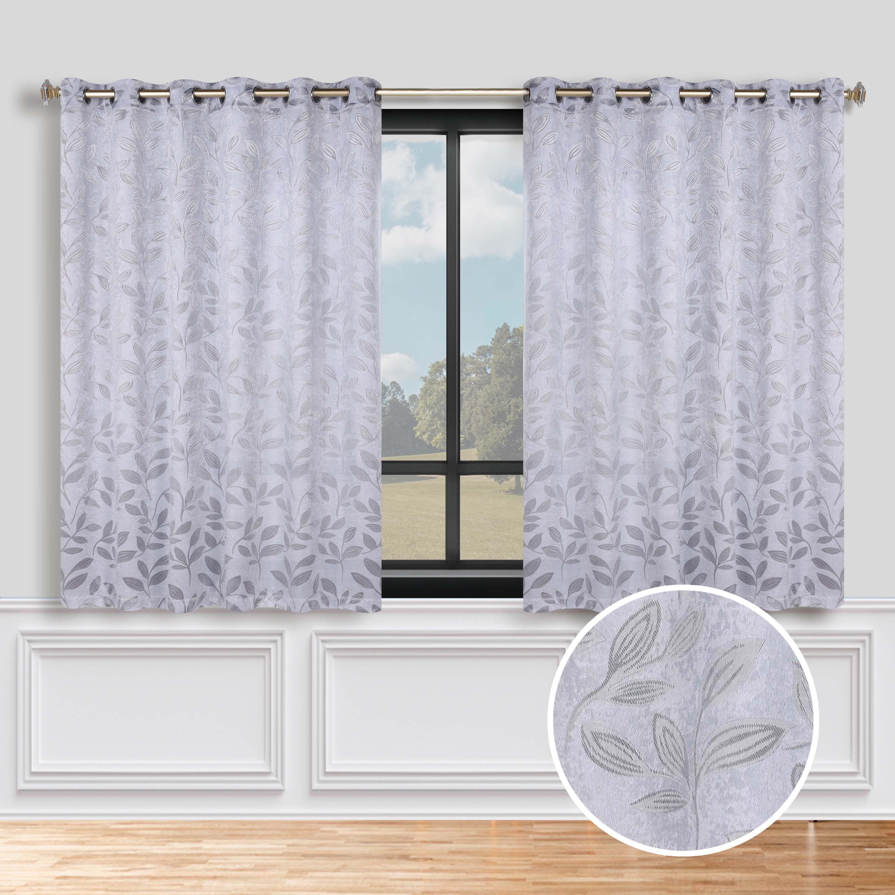 Leaves Room Darkening Grommet Blackout Curtain Panels, Set of 2 - Blackout Curtains by Superior