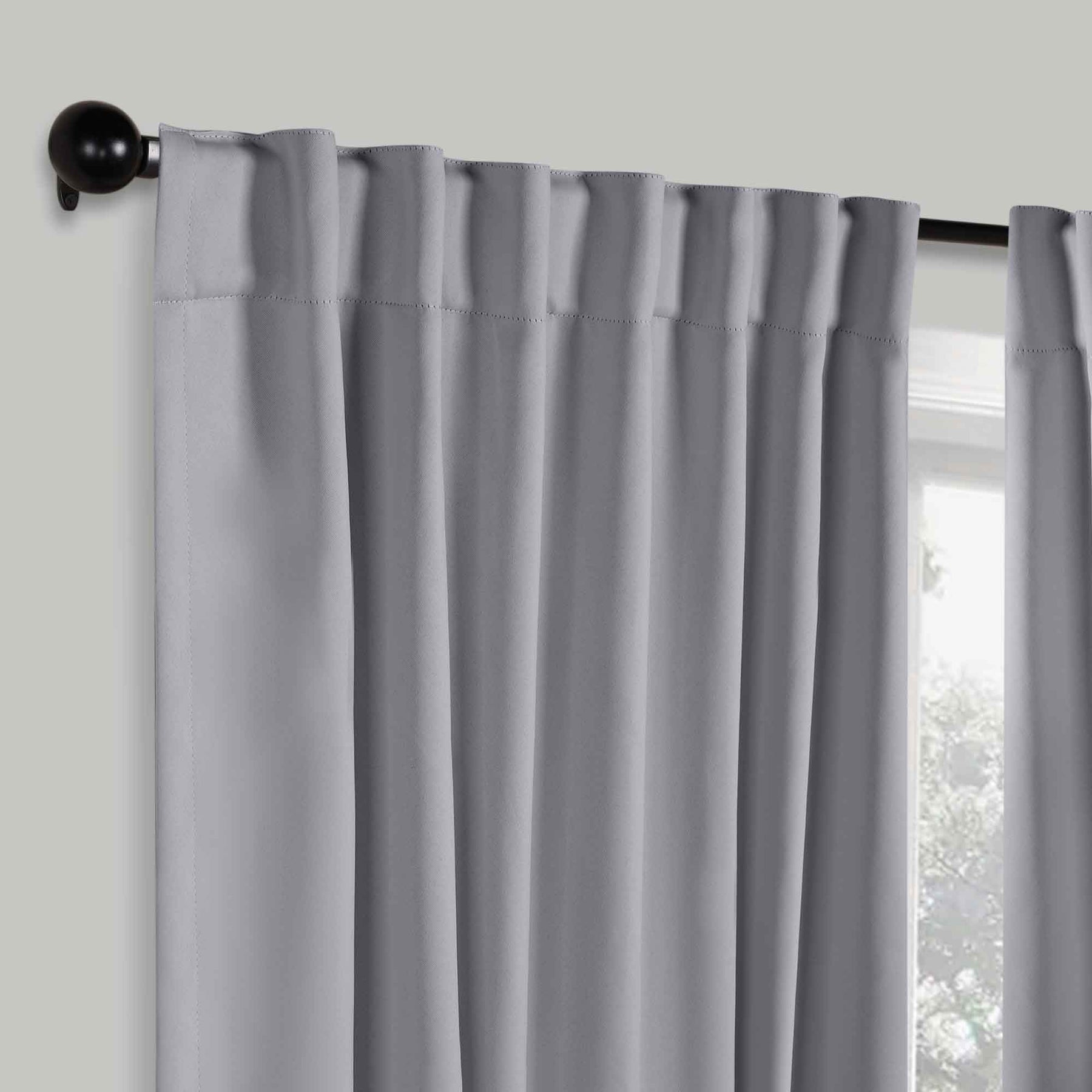 Solid Room Darkening Blackout Curtain Panels, Back Tabs, Set of 2 - Silver