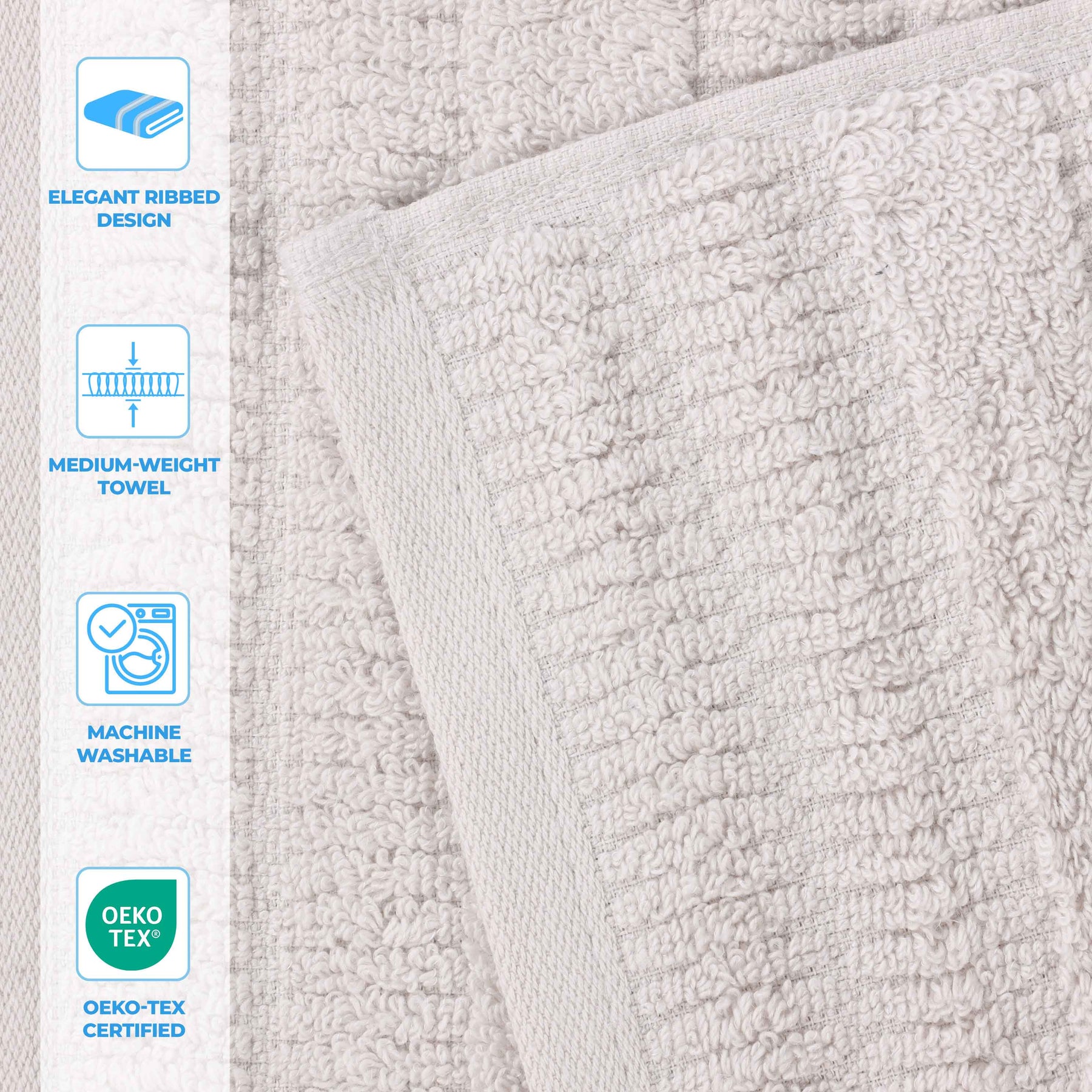 Mika Smart Twist Cotton Solid Textured Ribbed 9 Piece Towel Set