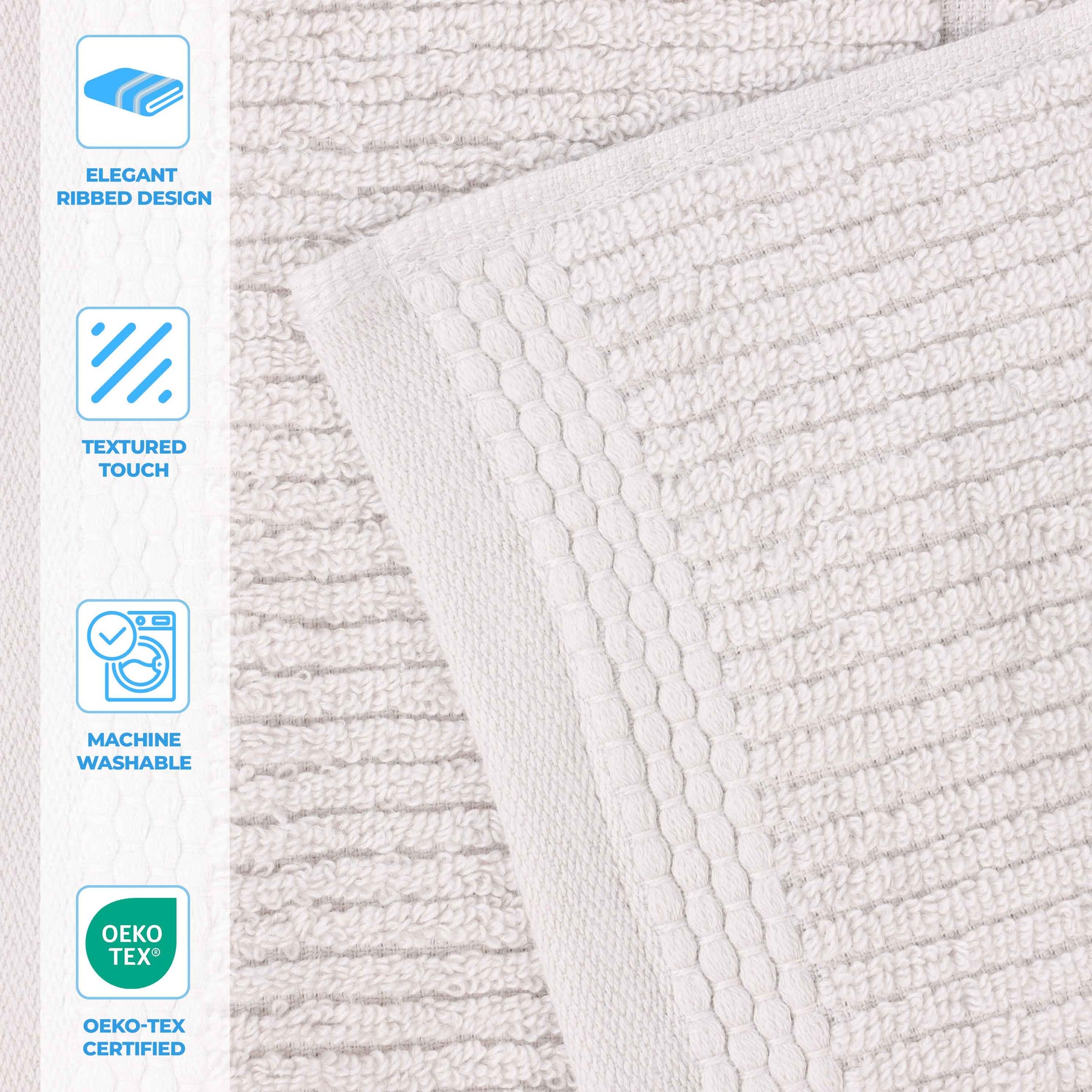 Milo Smart Twist Cotton Solid Ribbed 3 Piece Towel Set