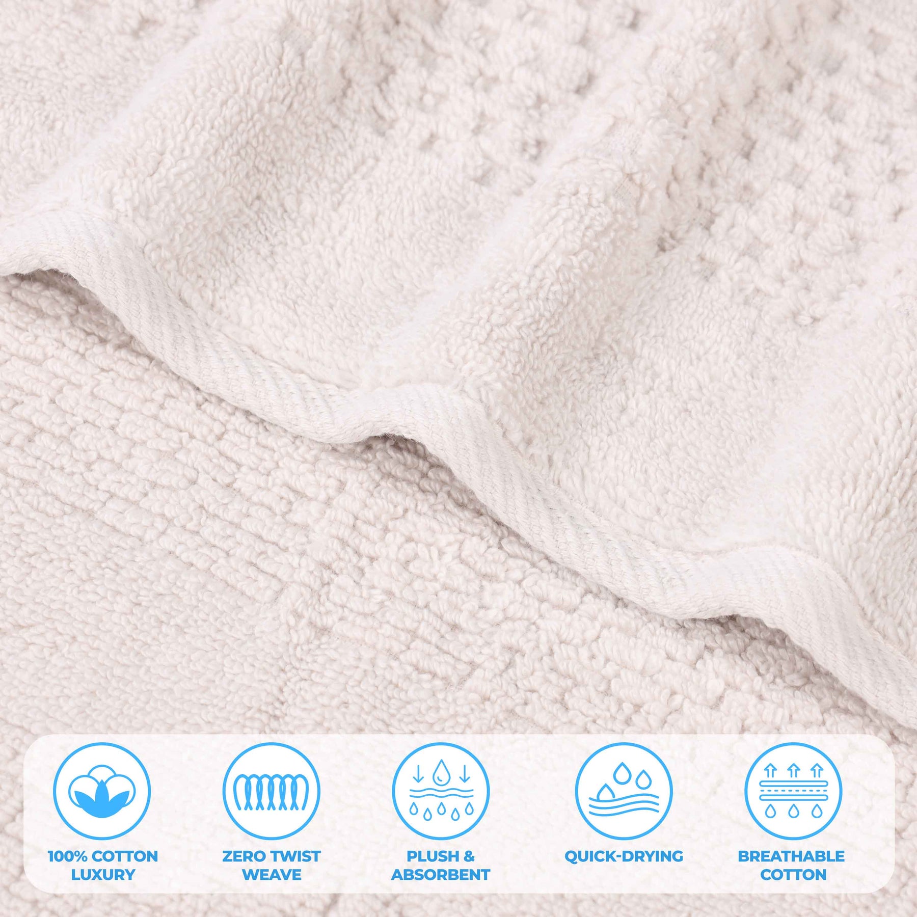 Playa Zero Twist Cotton Solid Waffle Textured Bath Sheets, Set of 2