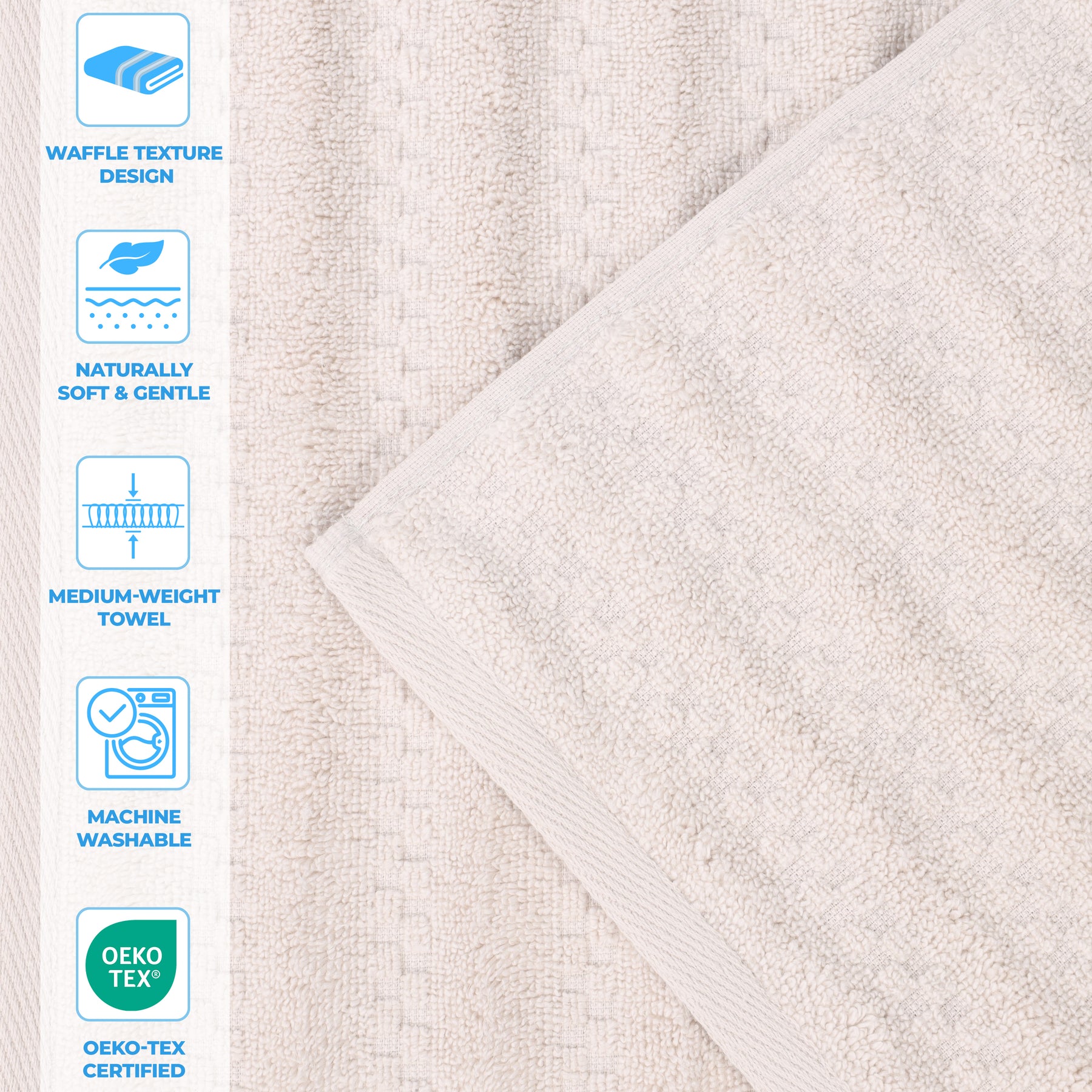 Zuma Zero Twist Cotton Medium Weight Face Towels Washcloths, Set of 12