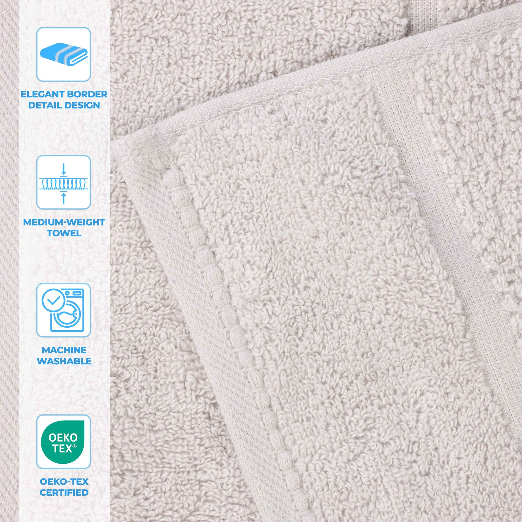 Mile Smart Twist Cotton Solid Thick Border Bath Towels, Set of 2