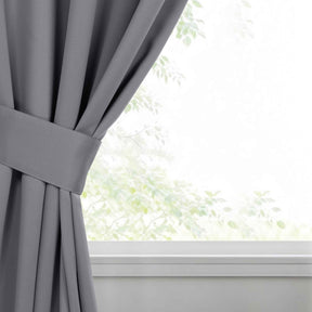 Classic Modern Solid Room Darkening Blackout Curtain Panels, Set of 2 - Silver