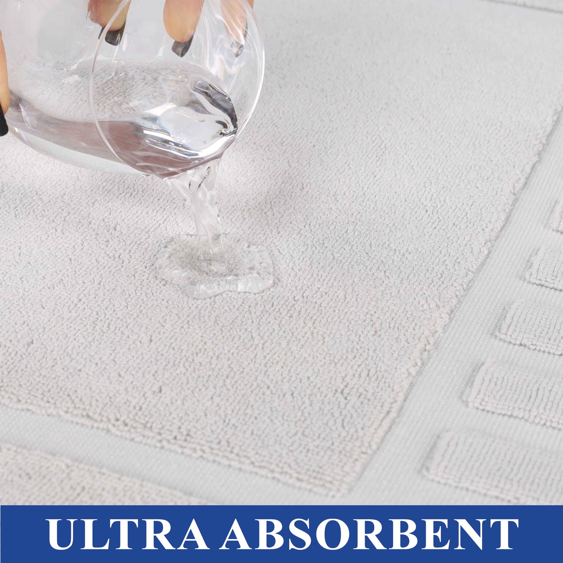 Leo Cotton Solid Modern Absorbent Heavy Washable Bath Mat Set of 2