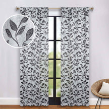 Leaves Washable Room Darkening Blackout Curtain Panels, Set of 2