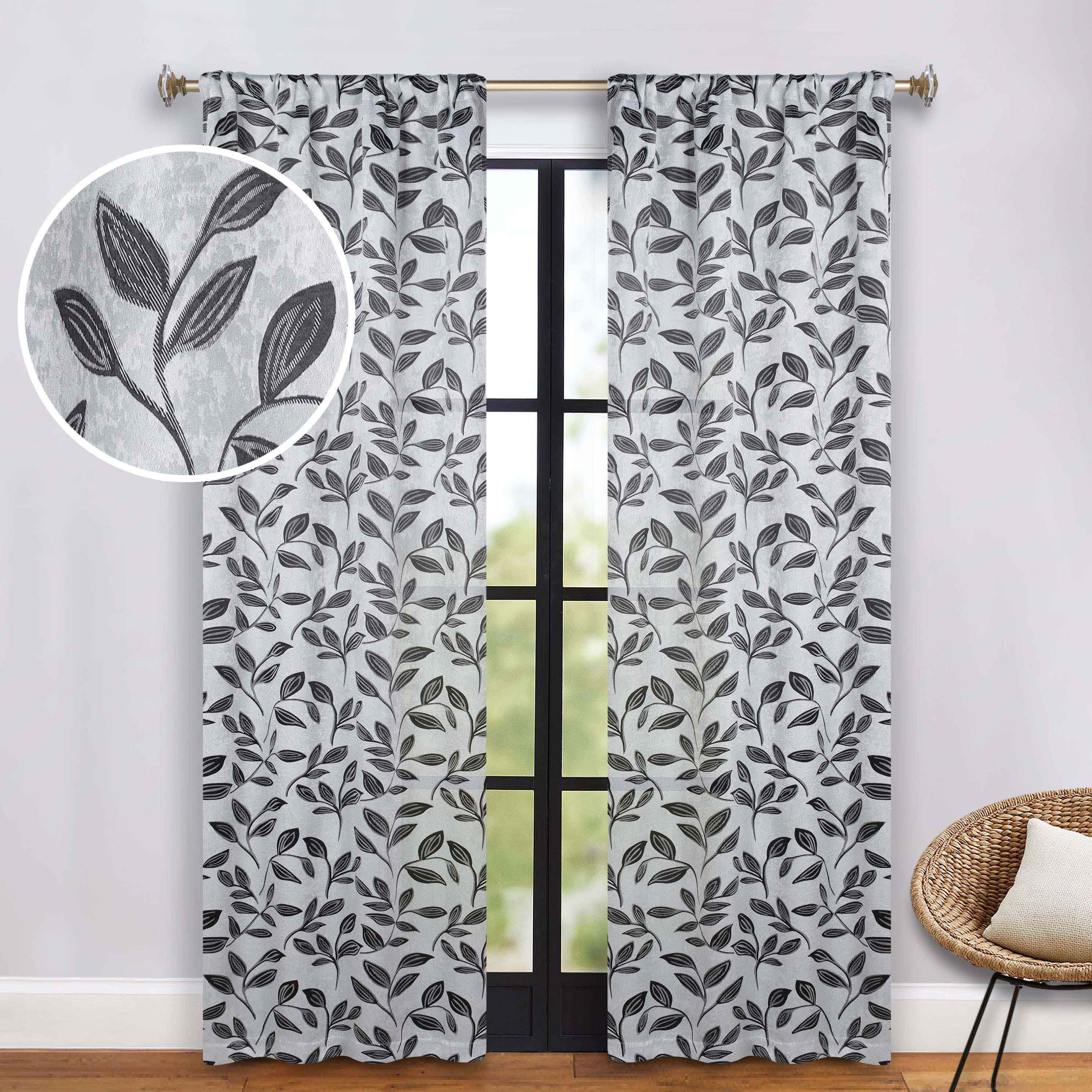 Leaves Room Darkening Washable Blackout Curtain Panels, Set of 2 - Blackout Curtains by Superior