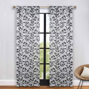 Leaves Washable Room Darkening Blackout Curtain Panels, Set of 2