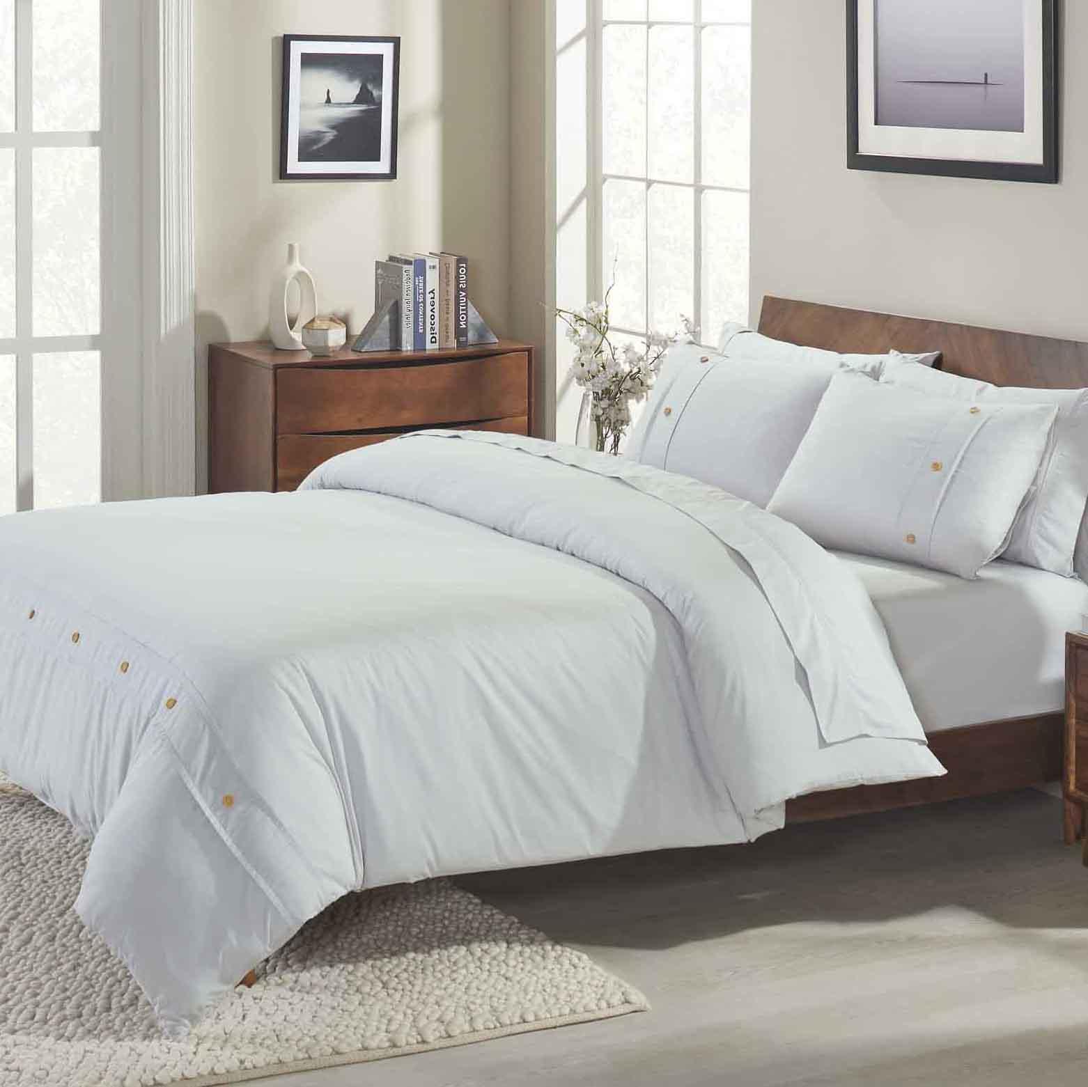 Gina Organic Cotton 300 Thread Count Percale 3 Piece Duvet Cover Set - Duvet Cover Set by Superior - Superior 