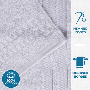 Ultra-Soft Cotton Absorbent Quick-Drying 12 Piece Assorted Towel Set - Silver