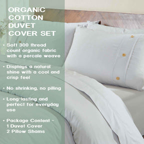 Gina Organic Cotton 300 Thread Count Percale 3 Piece Duvet Cover Set - Duvet Cover Set by Superior - Superior 