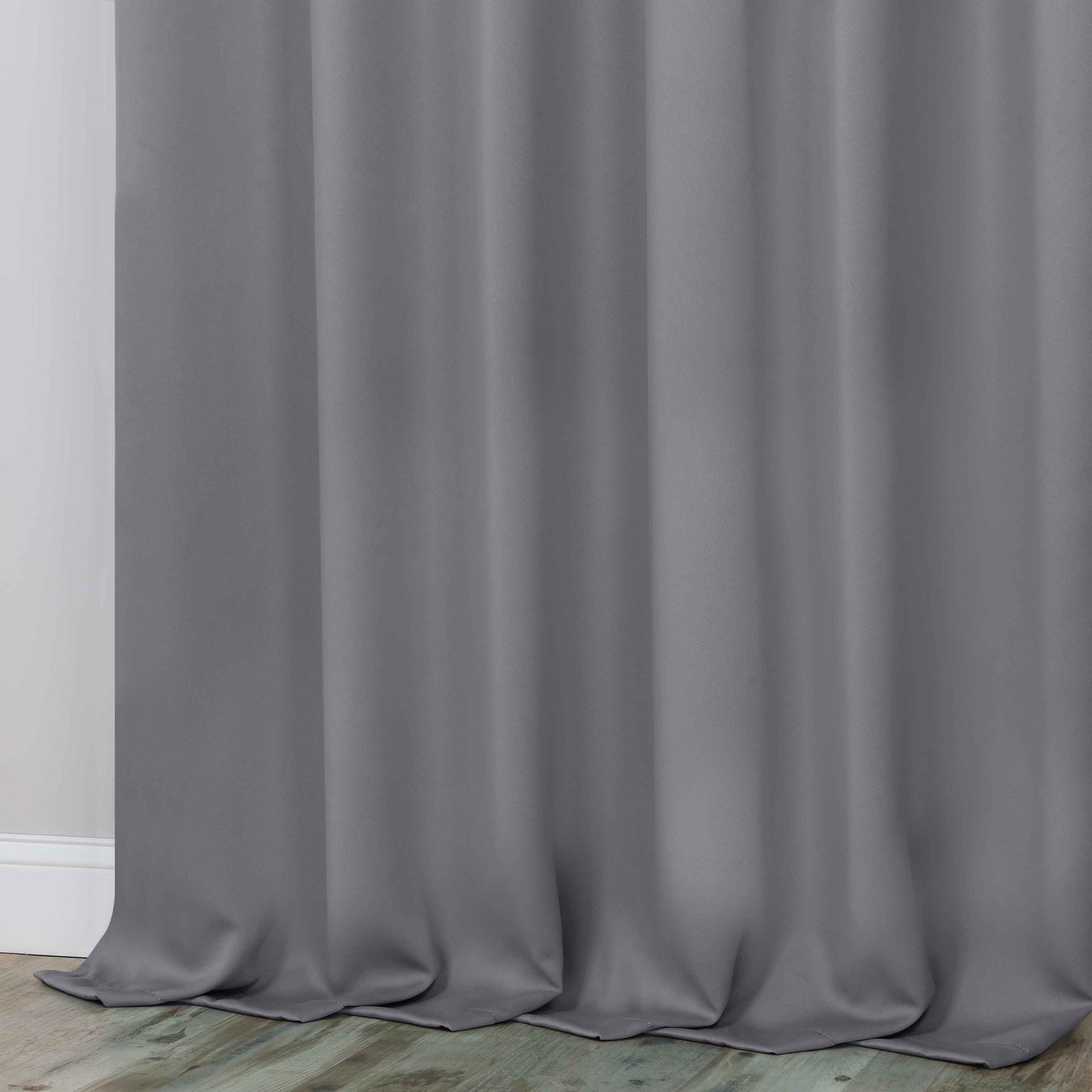 Classic Modern Solid Room Darkening Blackout Curtain Panels, Set of 2 - Silver