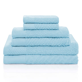 Basketweave Jacquard and Solid 6 Piece Egyptian Cotton Towel Set