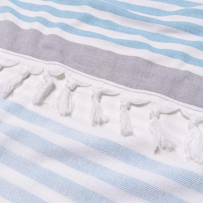 Meera Stripe Fouta 2 Piece Beach Towel Set with Tassels - Beach Towel by Superior - Superior 