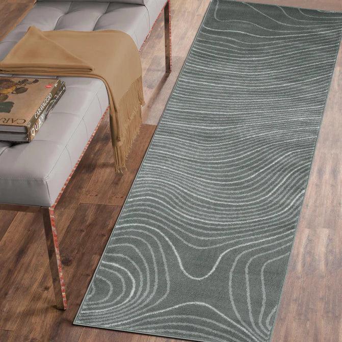 Veer Modern Abstract Wood Grain Indoor Area Rug or Runner Rug - Slate