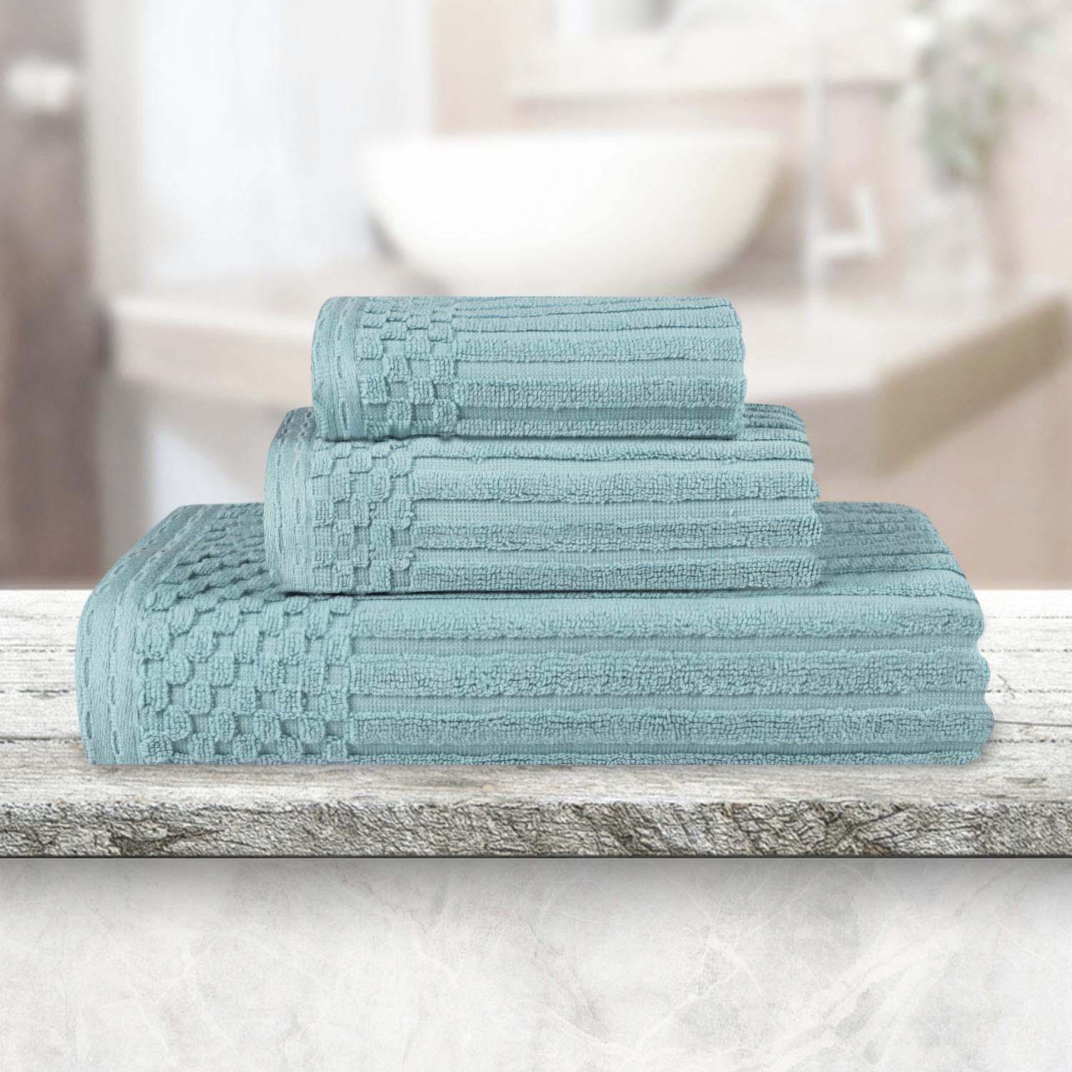 Soho Ribbed Cotton Absorbent 3 Piece Assorted Towel Set - Towel Set by Superior - Superior 