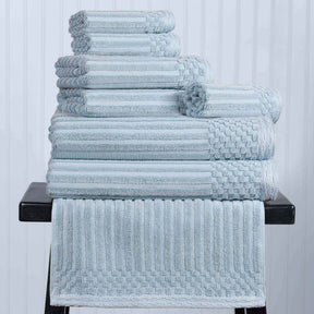 Soho Ribbed Cotton Absorbent Medium Weight 8 Piece Towel Set