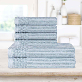 Soho Cotton Ribbed Textured Absorbent Hand and Bath Towel Set