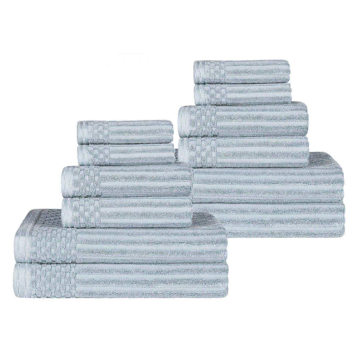 Soho Ribbed Cotton Absorbent Medium Weight 12 Piece Towel Set