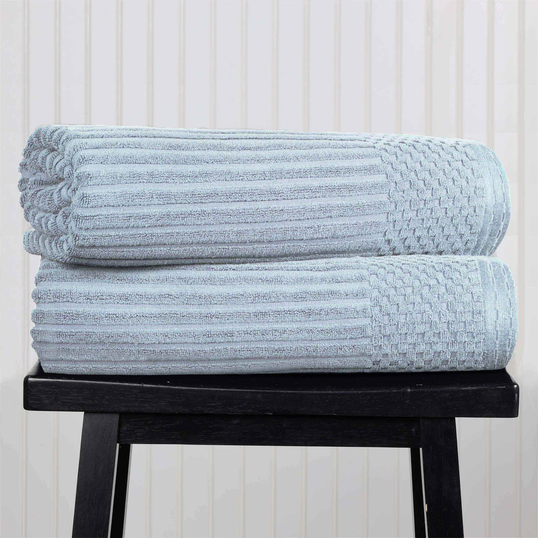 Ribbed Textured Cotton 2 Piece Bath Sheet Towel Set