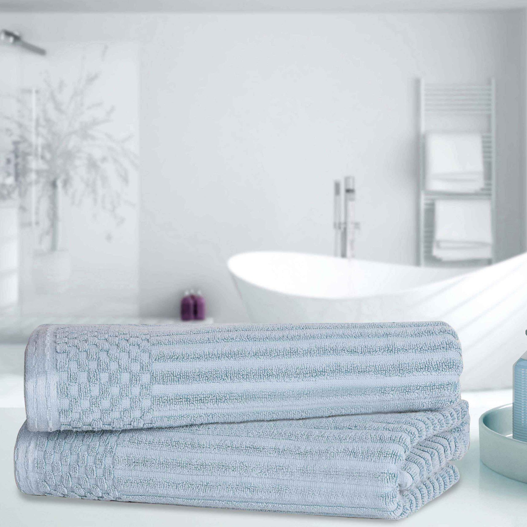 Soho Cotton Ribbed Textured Ultra-Absorbent 2 Piece Bath Towel Set