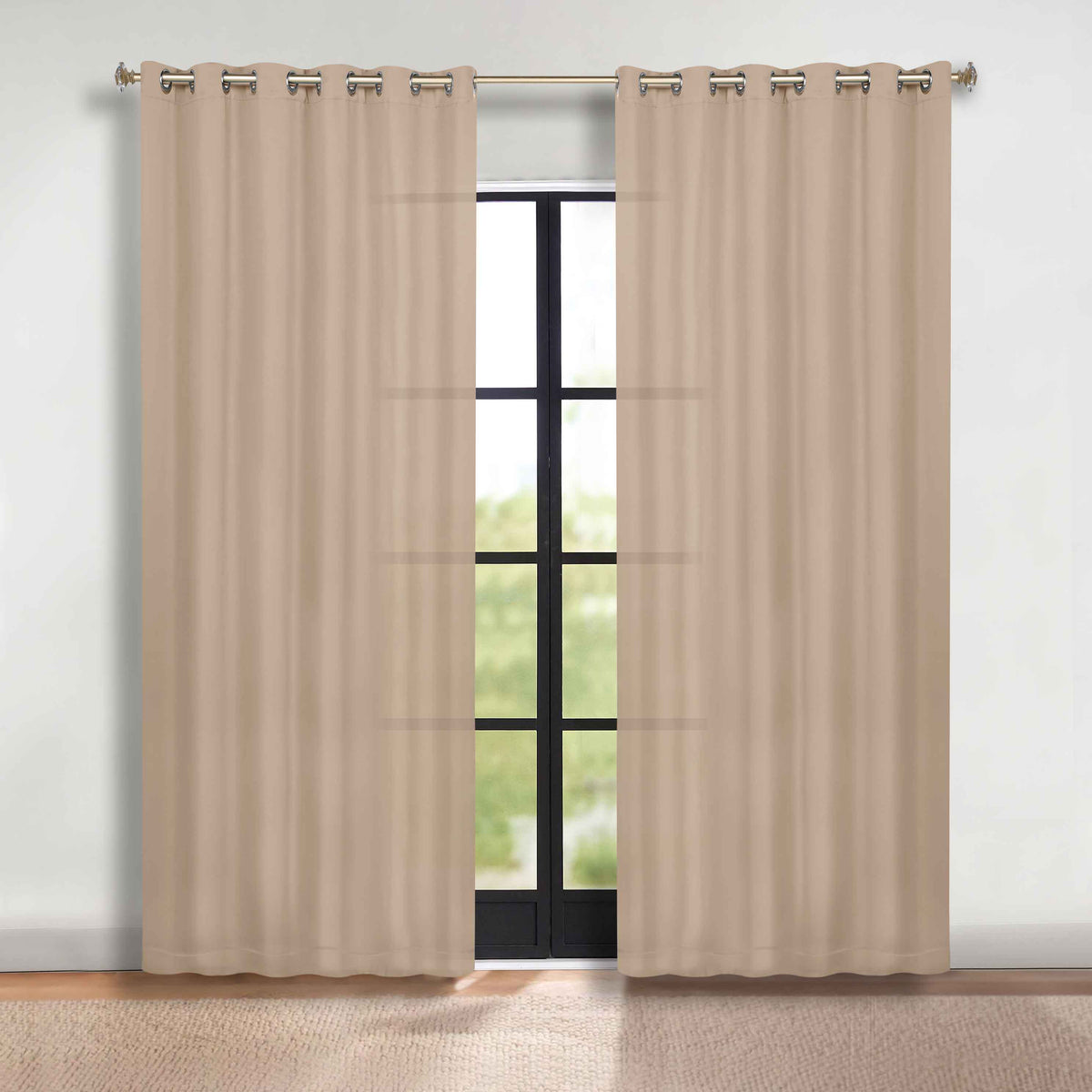 Solid Room Darkening Blackout Curtain Panels, Grommets, Set of 2 - SmokedAsh