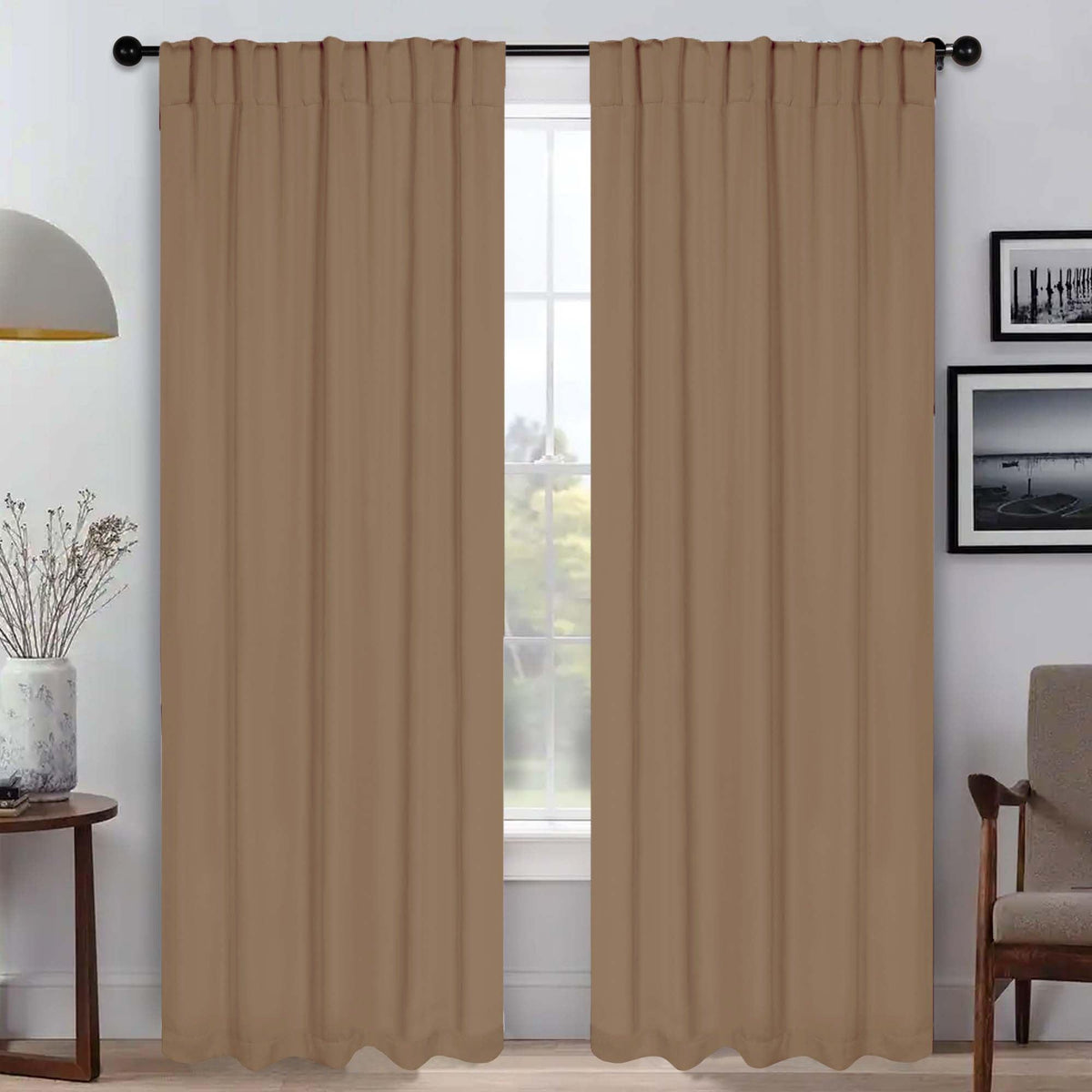 Solid Room Darkening Blackout Curtain Panels, Back Tabs, Set of 2 - Blackout Curtains by Superior - Superior 