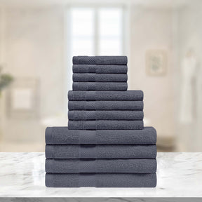 Eco-Friendly Egyptian Cotton Cotton Absorbent 12 Piece Assorted Towel Set - SmokedPearl