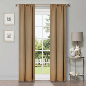 Rod Pocket Room Darkening Solid Blackout Curtains, Set of 2 - SmokedAsh